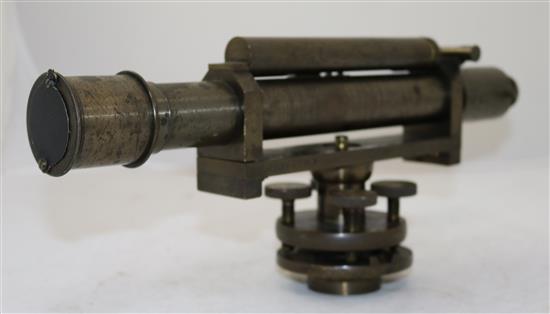 A 19th century lacquered brass surveyors level, signed Dancer Optician, Manchester, 14.5in.